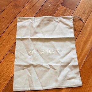 Manolo Blahnik Cream Canvas Drawstring Dust Bag